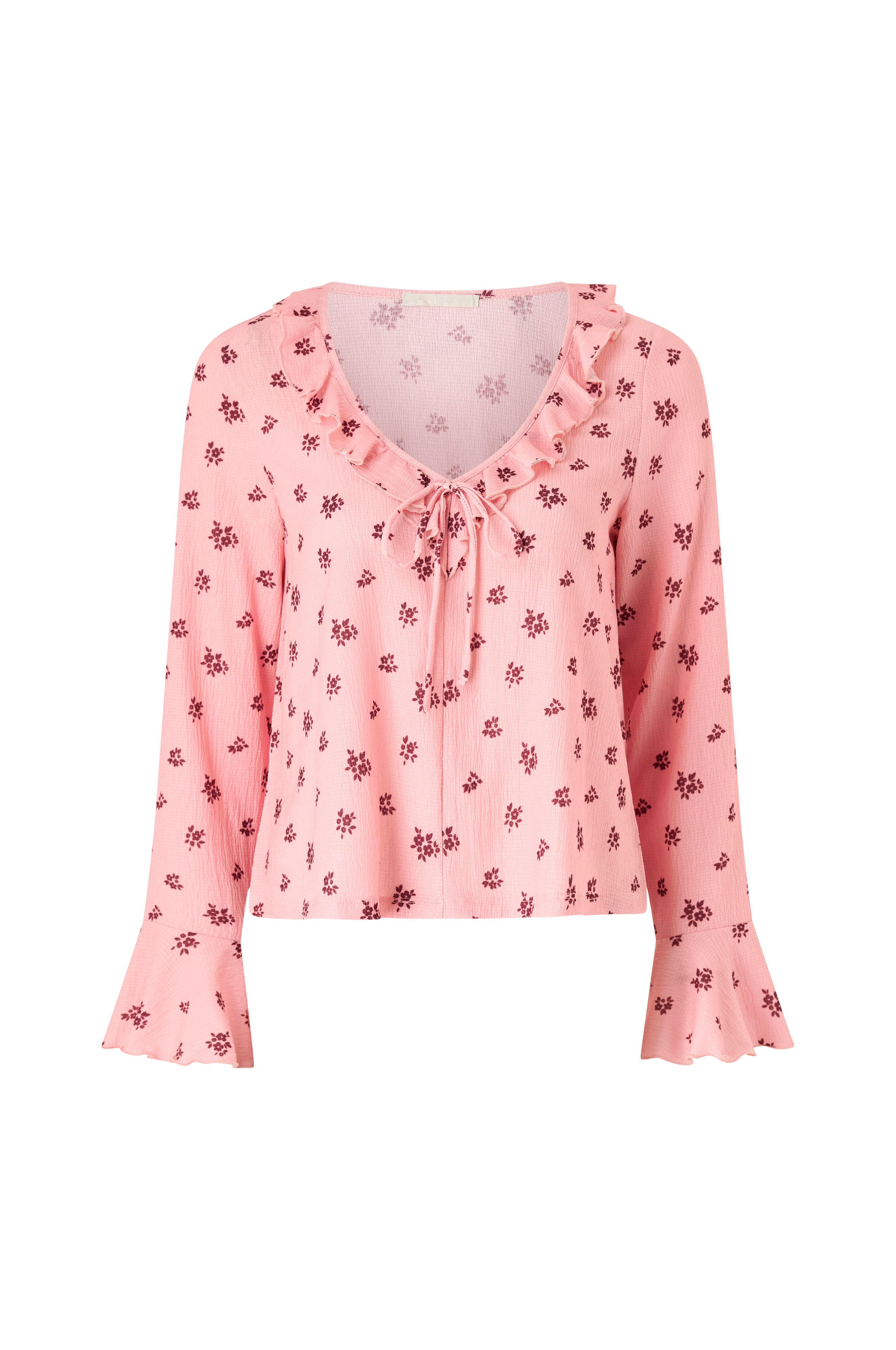 Jerseybluse med volanger v:2586005