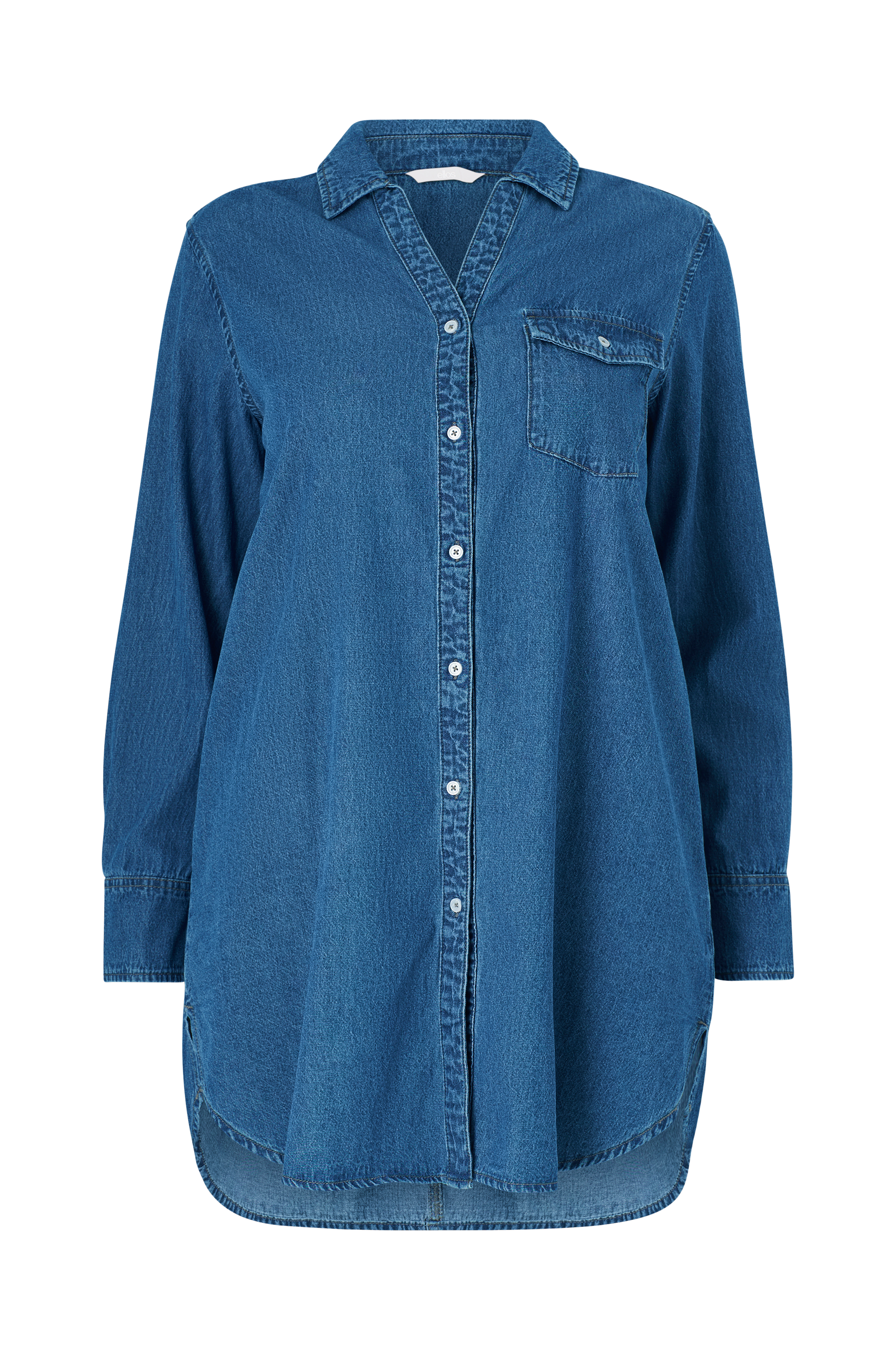 Lang denimskjorte v:4235820