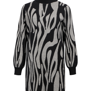 Kjole objRay L/S Knit Rollneck Dress Aop v:1896383 Kjole objRay L/S Knit Rollneck Dress Aop v:1896383