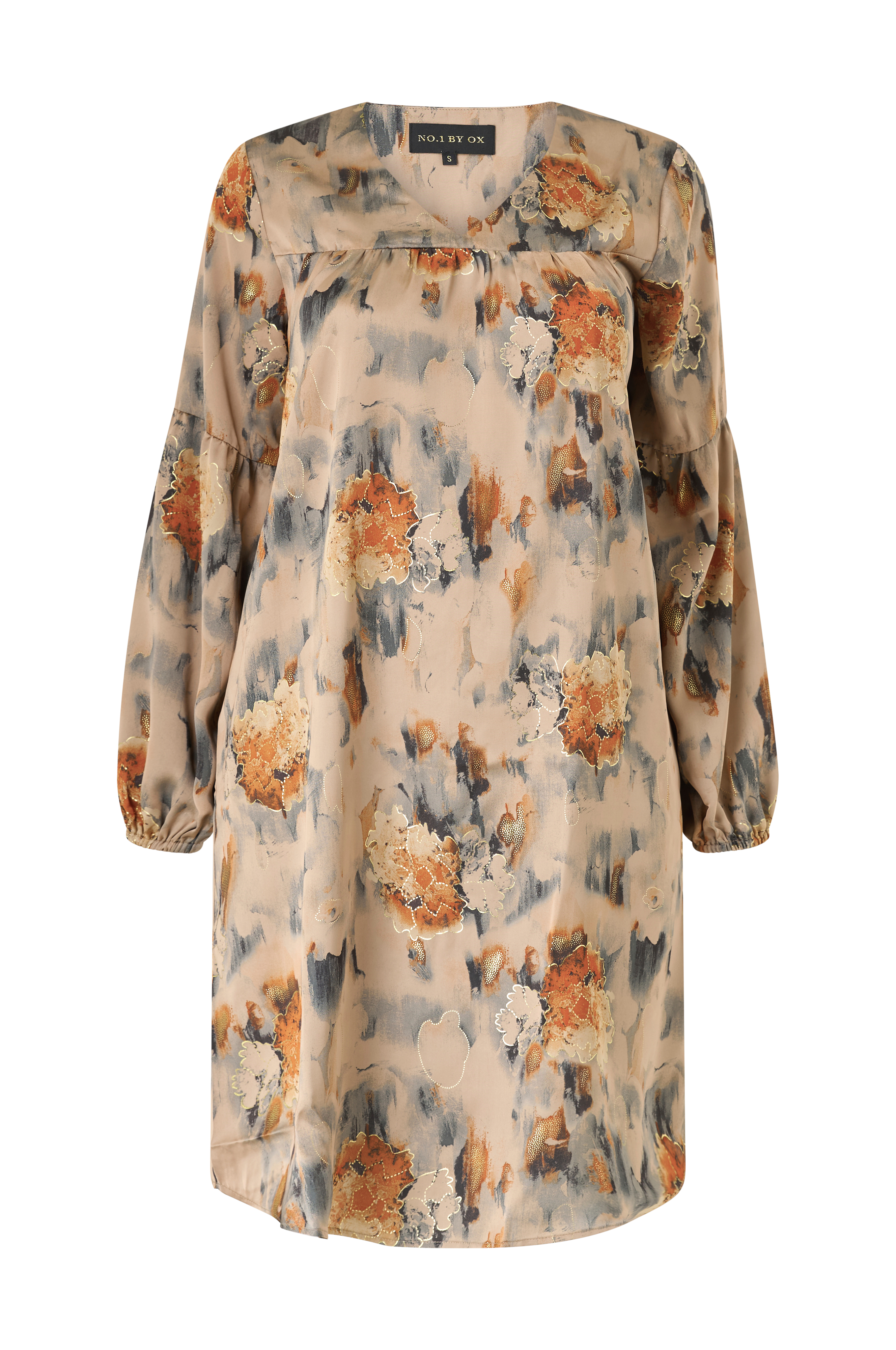 Kjole V Neck Dress w Yoke And Puff Sleeves v:8339364