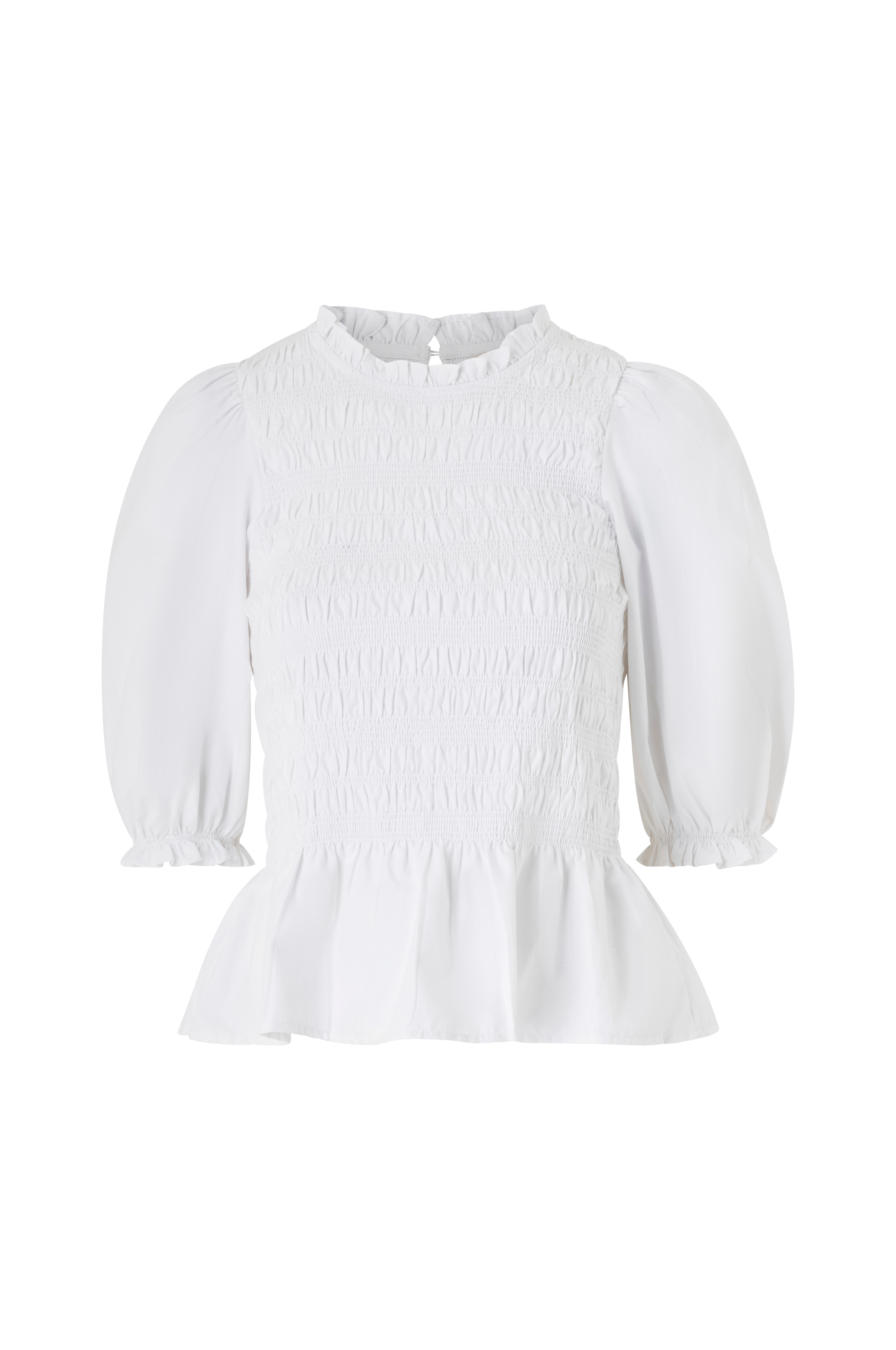 Bluse med smock v:3881224