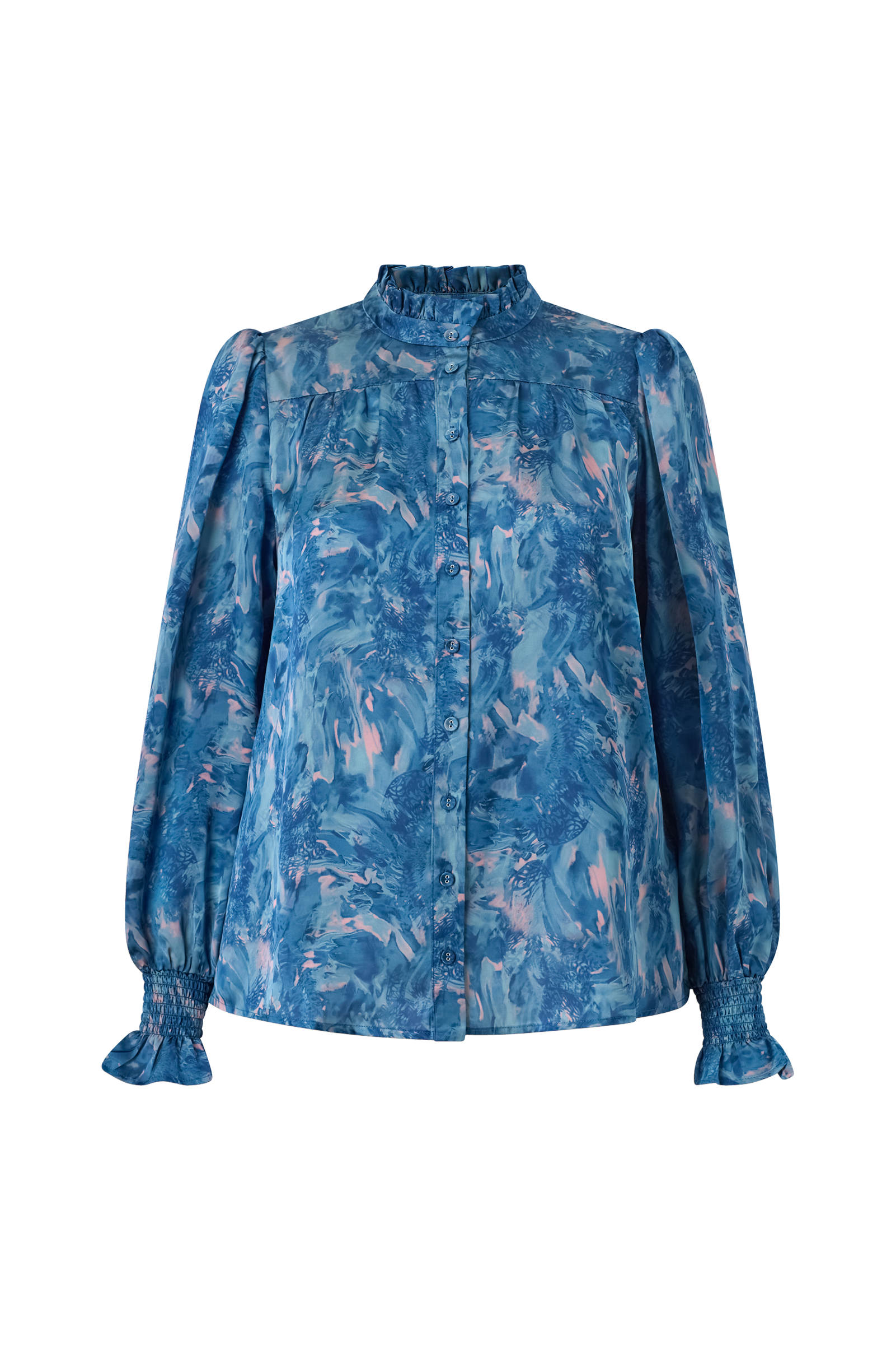 Bluse Shirt w Flair Neckline And LS Smock Cuffs Flair v:5540049