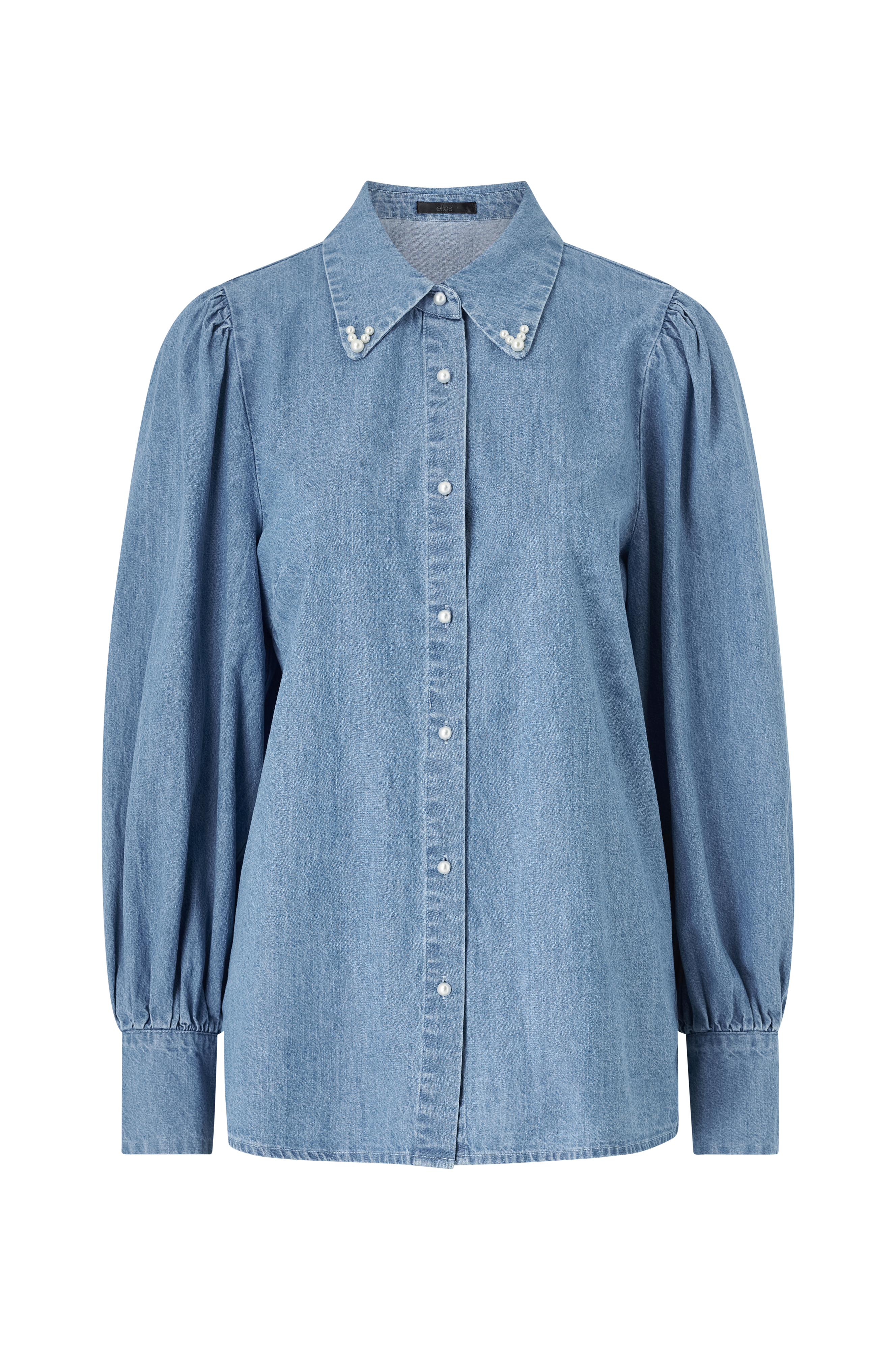 Denimbluse med perler v:1926624