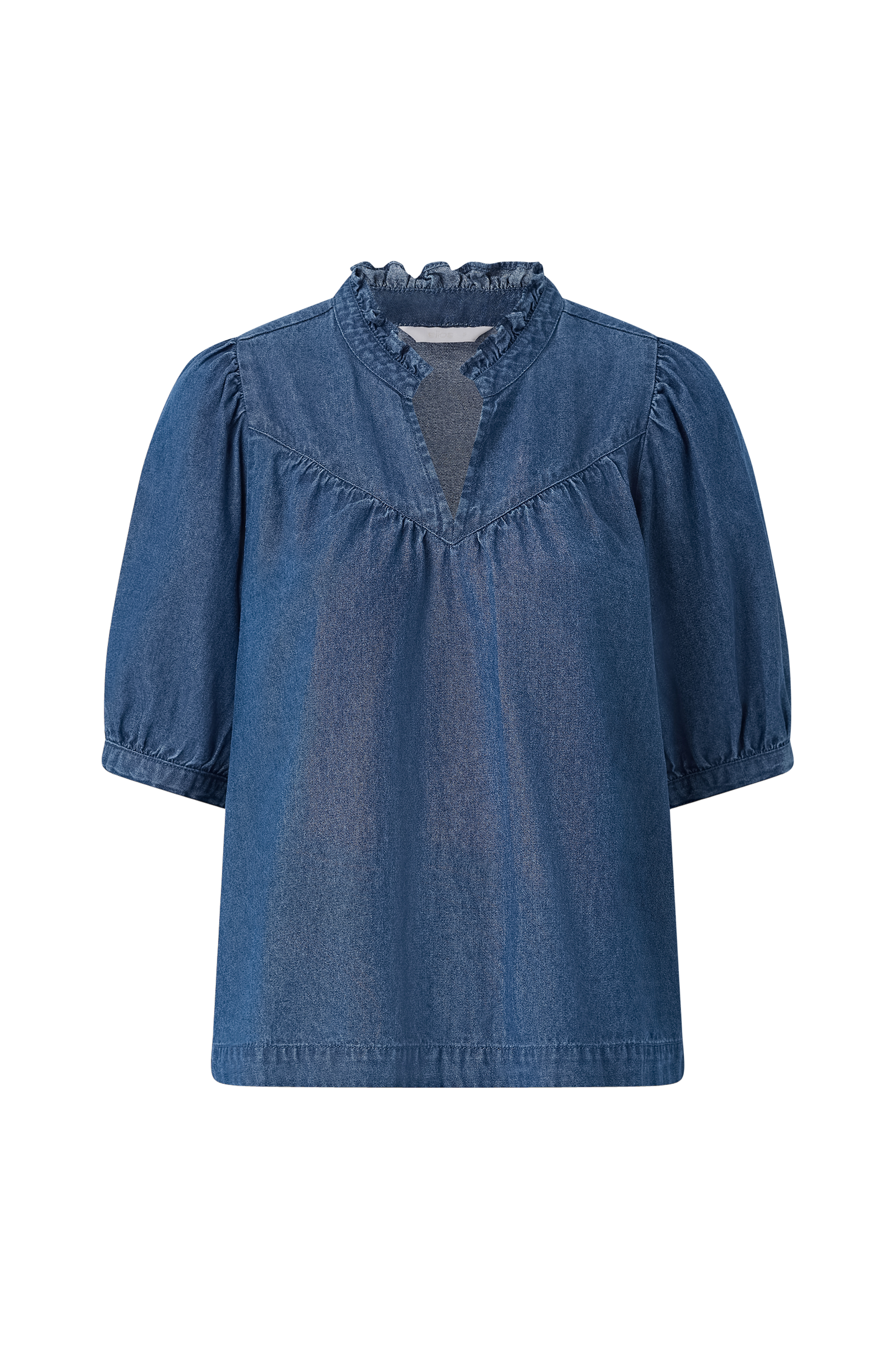 Denimbluse med puffermer v:5607711