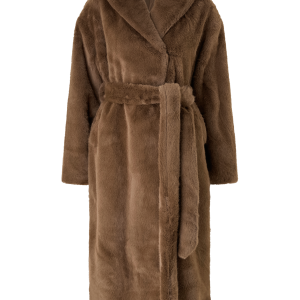 Frakk av juksepels Faux Fur Belted Long v:8281235