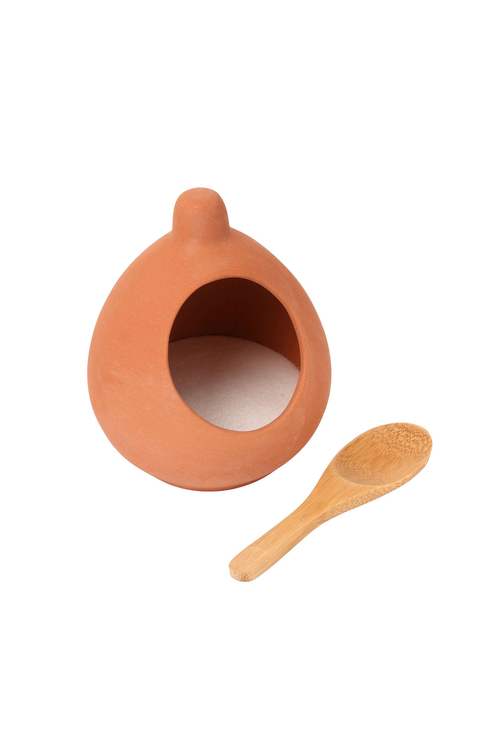 Saltkjeller med skje Terracotta v:4168205