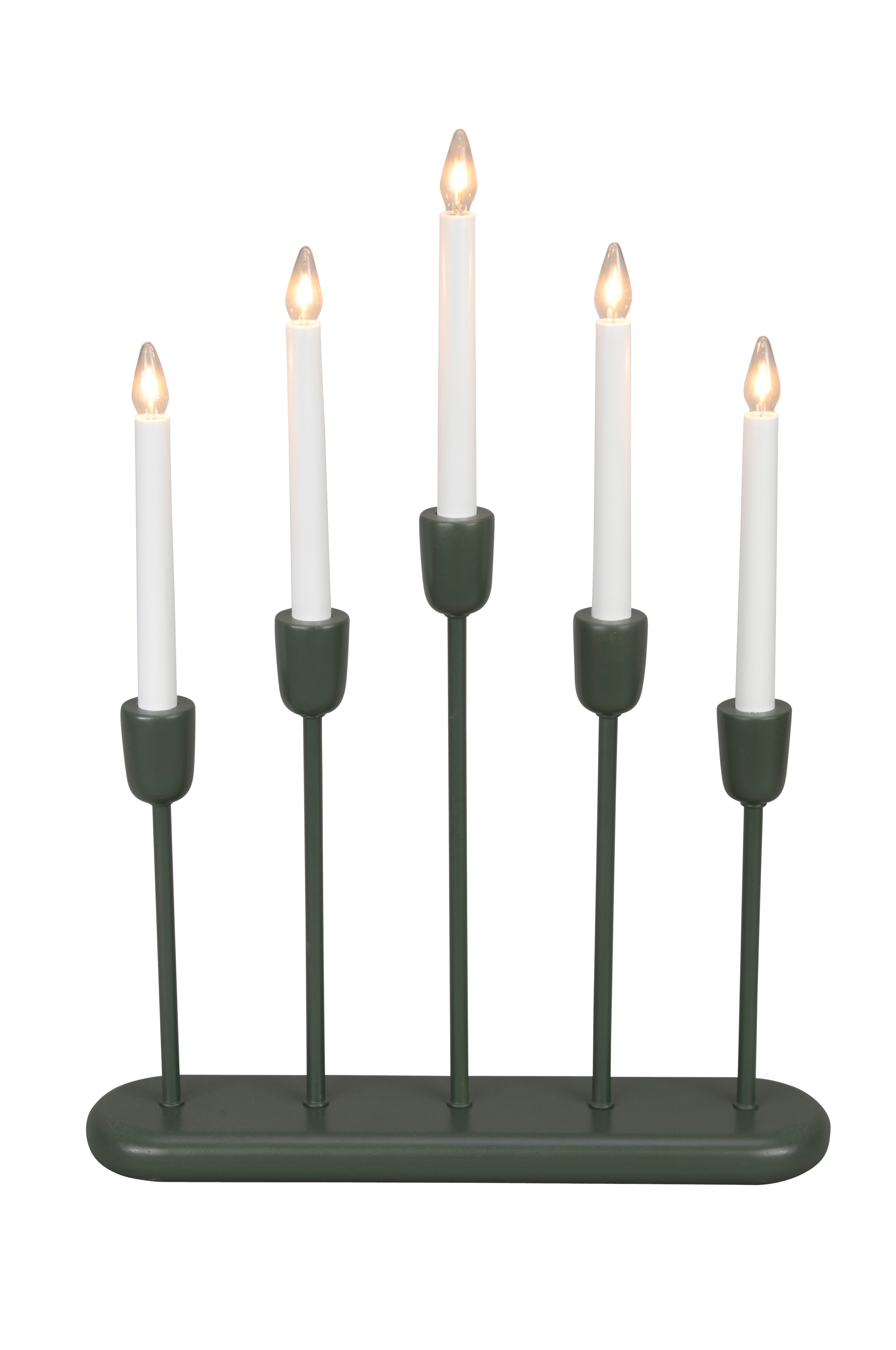 Lysestake tre/metall 5 LED 53,5cm v:8024606